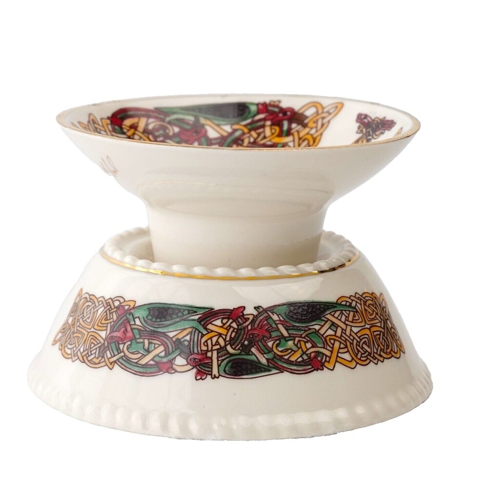 Vtg Cre Irish Porcelain Candle Holder Hand Made in Galway Ireland -  Signed RARE